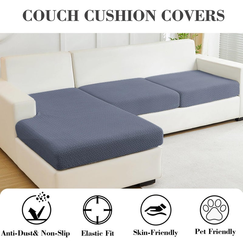 Disayu Sofa Covers Couch Covers for Sofa Pet Friendly Couch Cushion Covers Universal Sofa Covers Washable Stretch Slipcovers for Sectional Sofa (Texture Metal Gray, 2 Seats + Chaise Cover) - Image 3